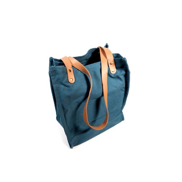 FEED PROJECTS Canvas Market Tote Teal *LOVELY* - Picture 7 of 11